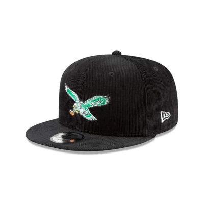 Black Philadelphia Eagles Hat - New Era NFL Corduroy 9FIFTY Snapback Caps USA8572014